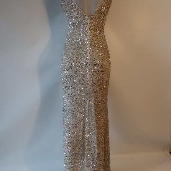Womens MacDuggal Gold Sequin Evening Gown Dress 2 - Picture 5 of 8